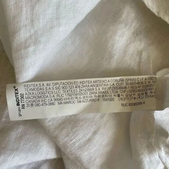 ZARA White Linen Blend Crop Button Up Shirt Boxy Minimalist Bohemian SZ L #1675 - Picture 12 of 14